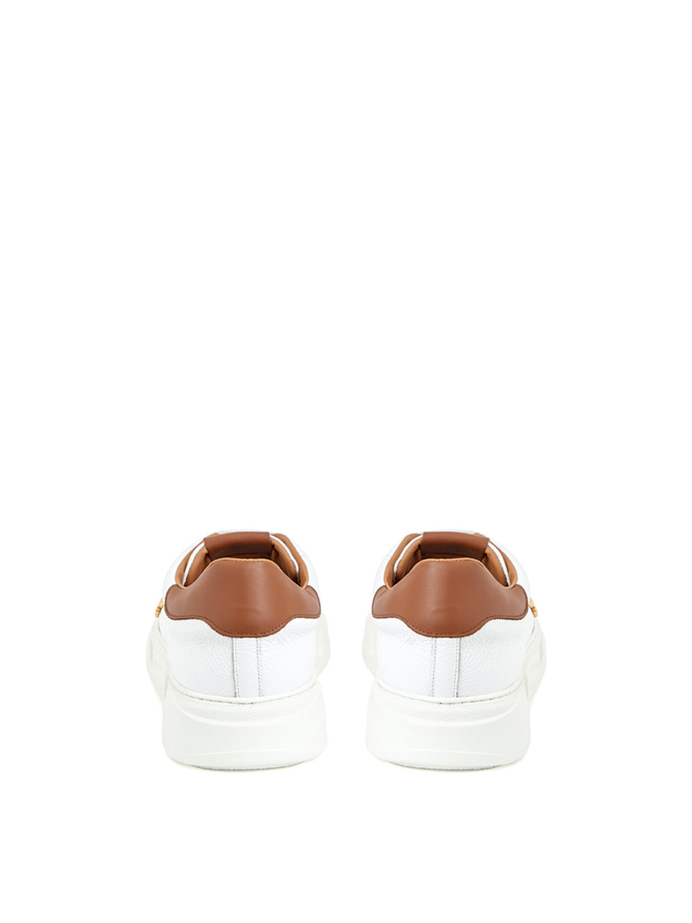 Elegant White Leather Sneakers with Gold Accents