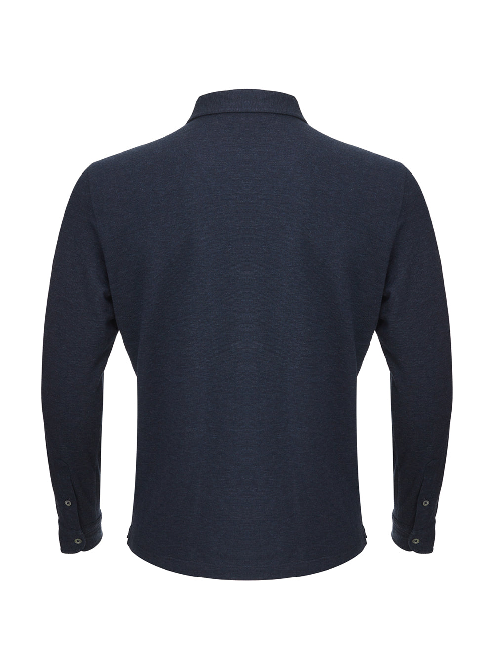 Elegant Blue Melange Effect Polo Sweater