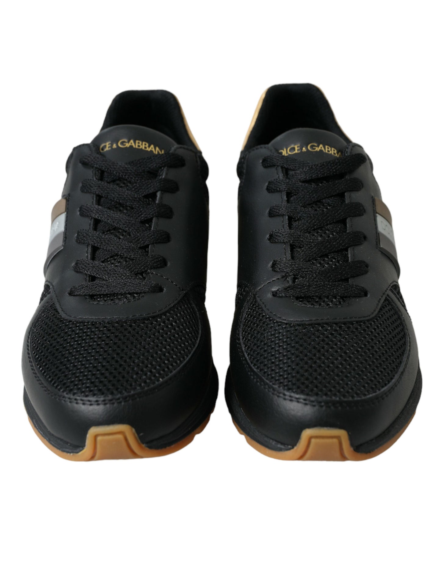 Black Leather Low Top Sneakers Shoes