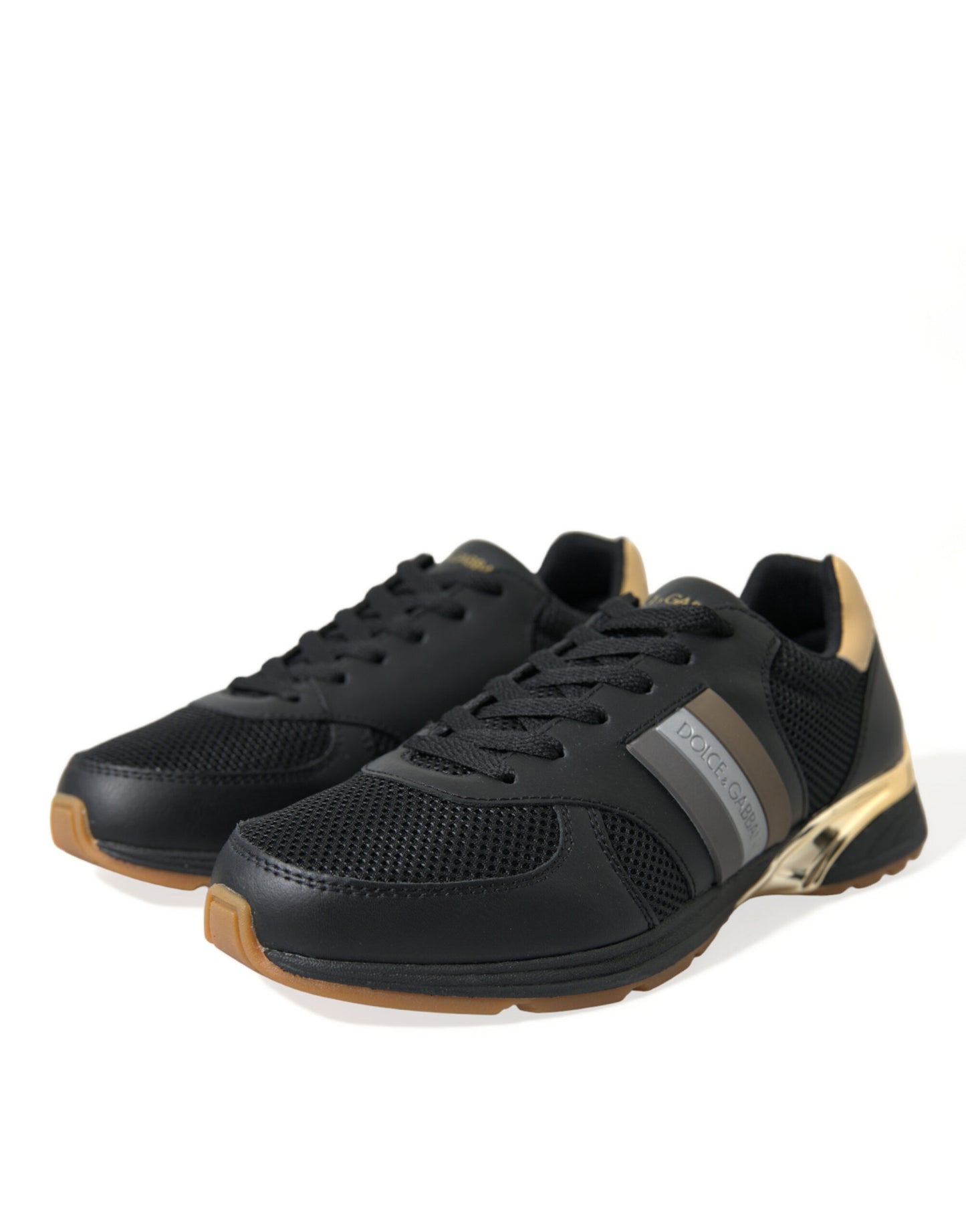 Black Leather Low Top Sneakers Shoes