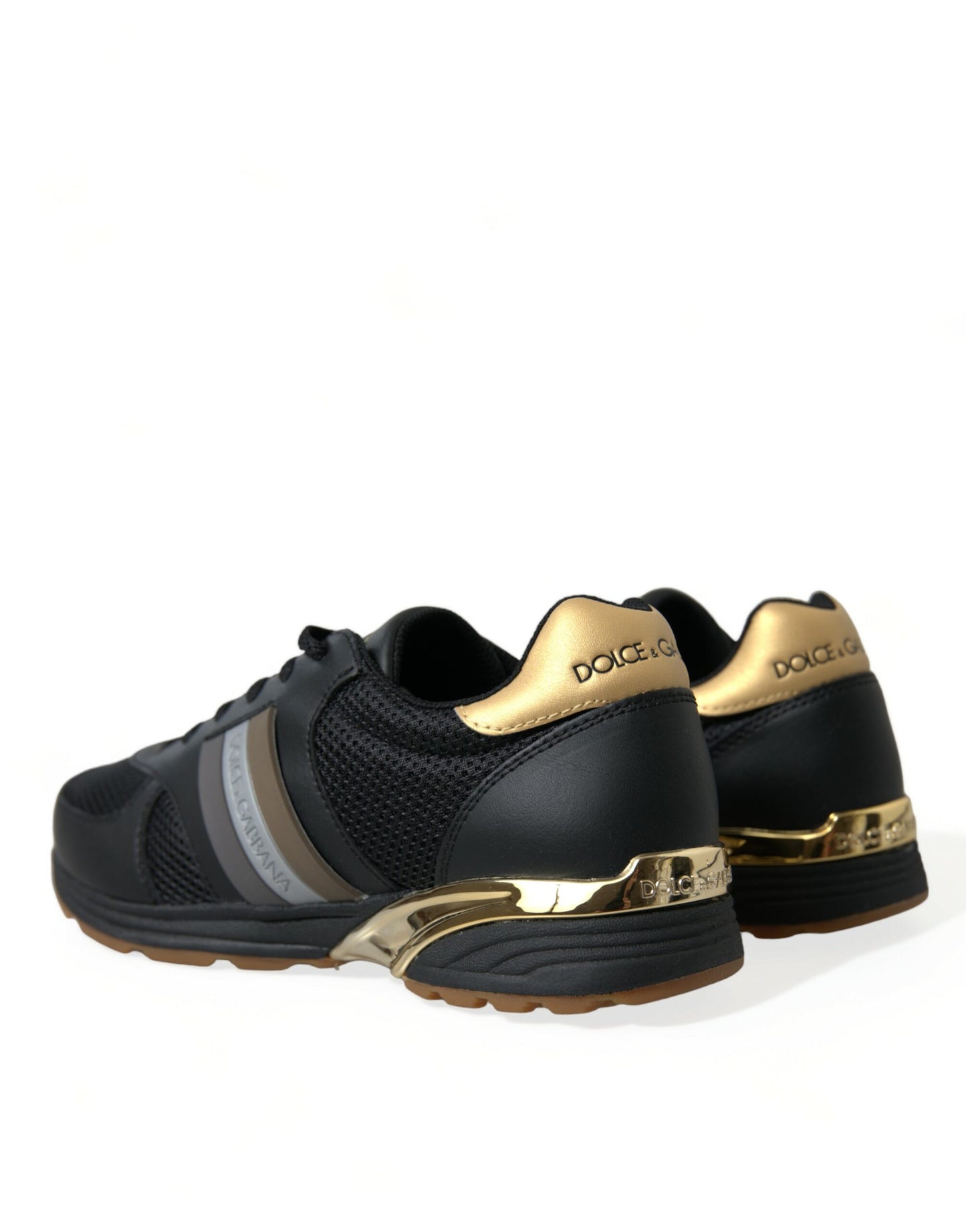 Black Leather Low Top Sneakers Shoes