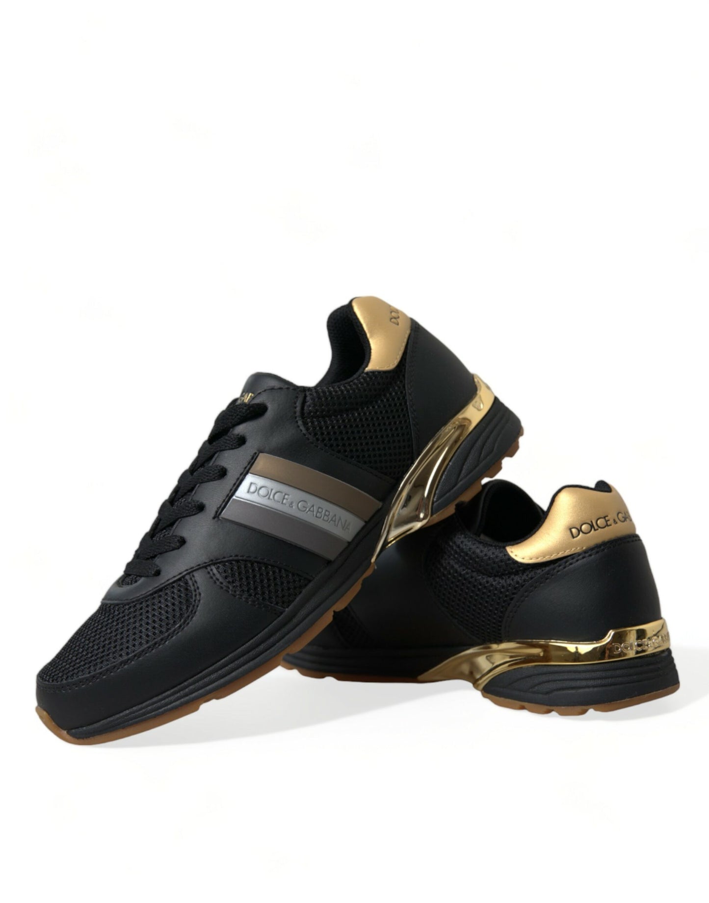 Black Leather Low Top Sneakers Shoes