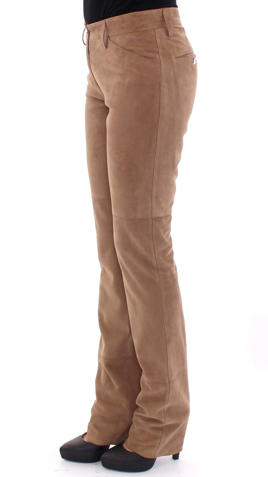 Elegant Goatskin Brown Pants