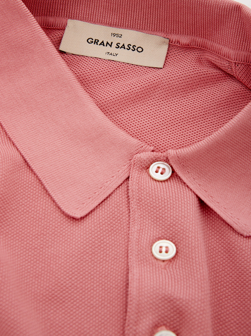Chic Pink Knit-Effect Cotton Polo