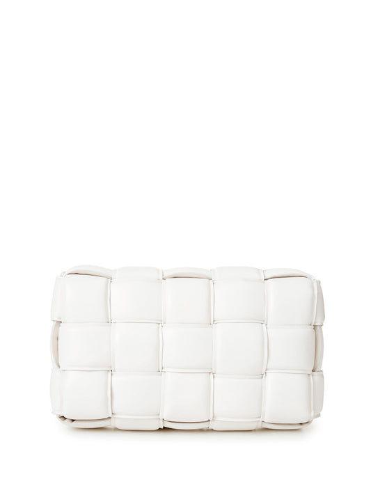 Elegant Padded White Leather Crossbody Bag