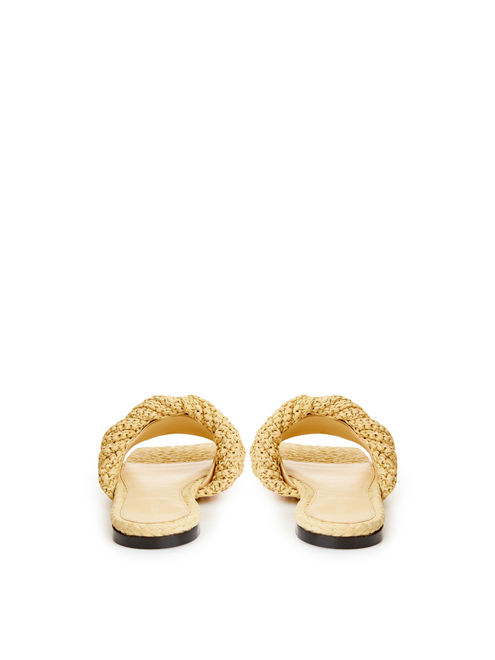Beige Raffia Mule with Maxi Intreccio Detail