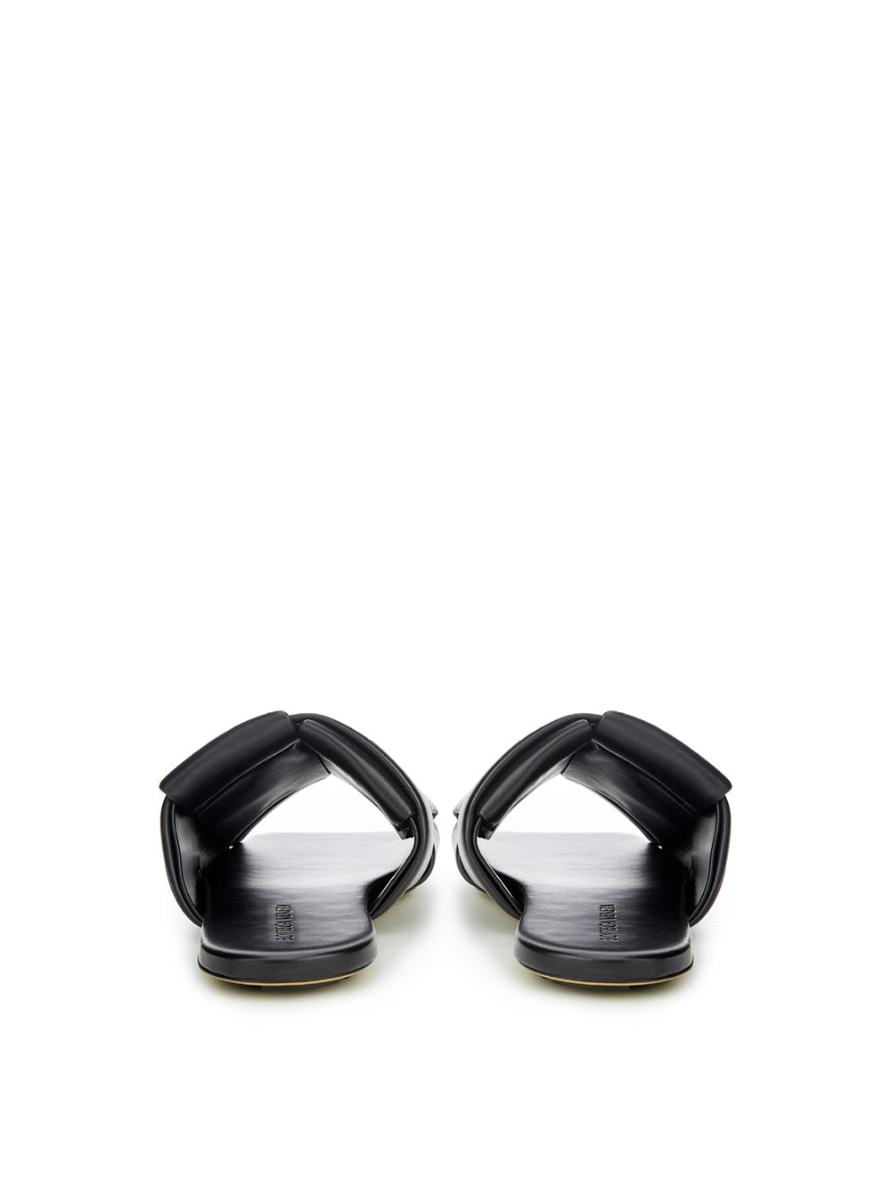 Elegant Black Leather Maxi Intreccio Mule