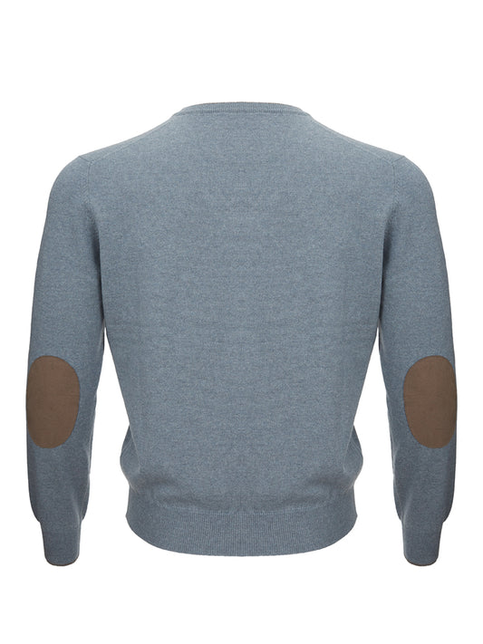 Elegant Grey Cashmere V-Neck Sweater
