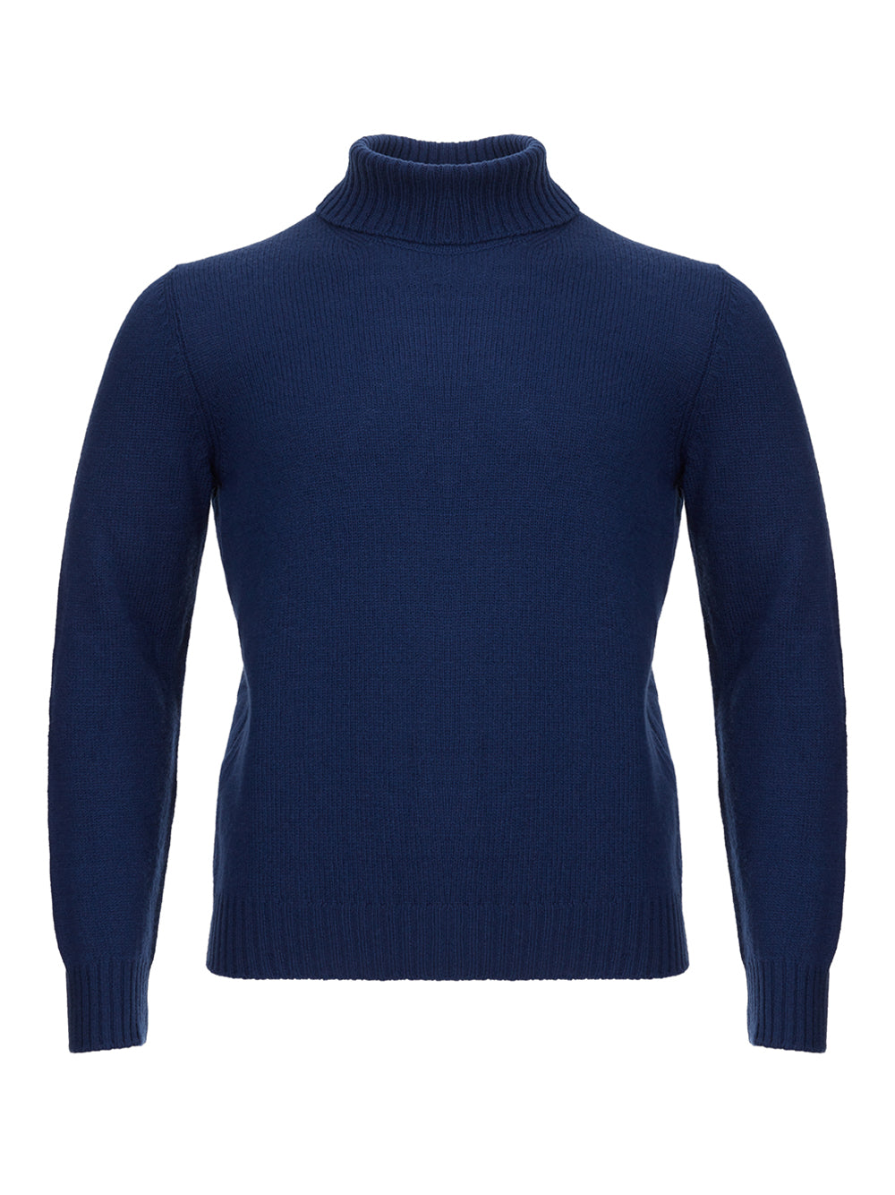 Elegant Blue Wool Turtleneck Sweater