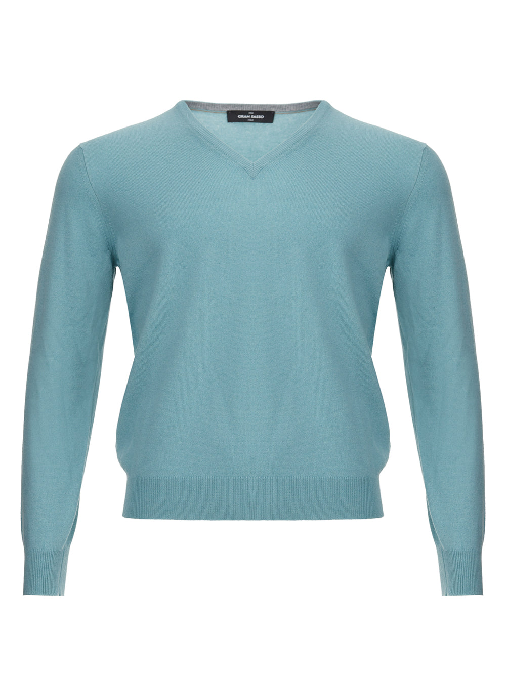 Elegant Light Blue Cashmere V-Neck Sweater