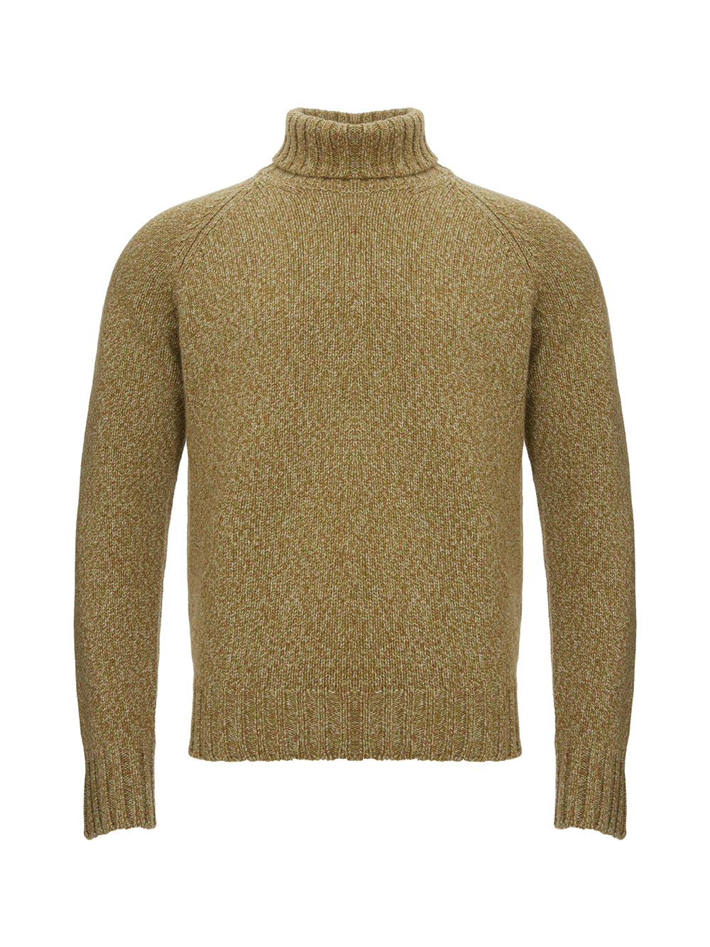 Elegant Khaki Cashmere Turtleneck Sweater
