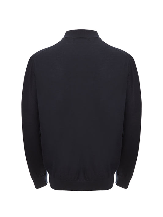 Elegant Cashmere Polo Sweater in Blue