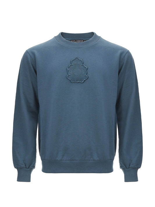 Elegant Petrol Blue Cotton Sweatshirt