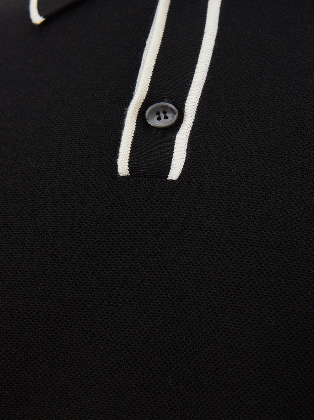 Elegant Black Knit Cotton Polo Shirt