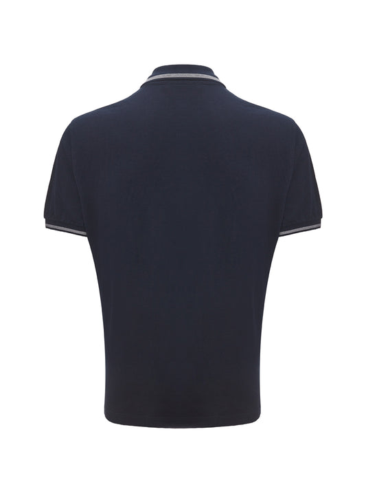 Elegant Dark Blue Cotton Polo Shirt