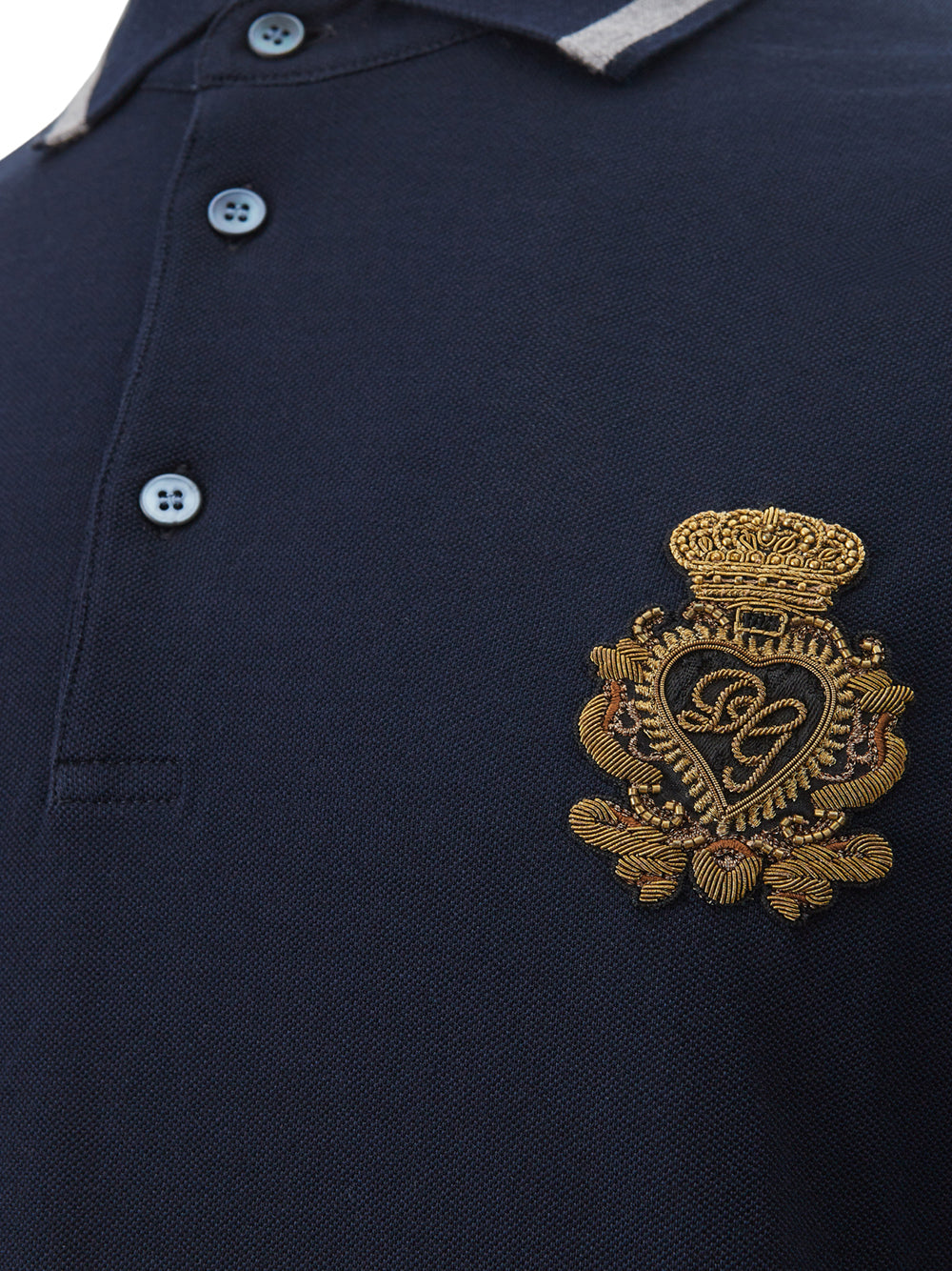 Elegant Dark Blue Cotton Polo Shirt