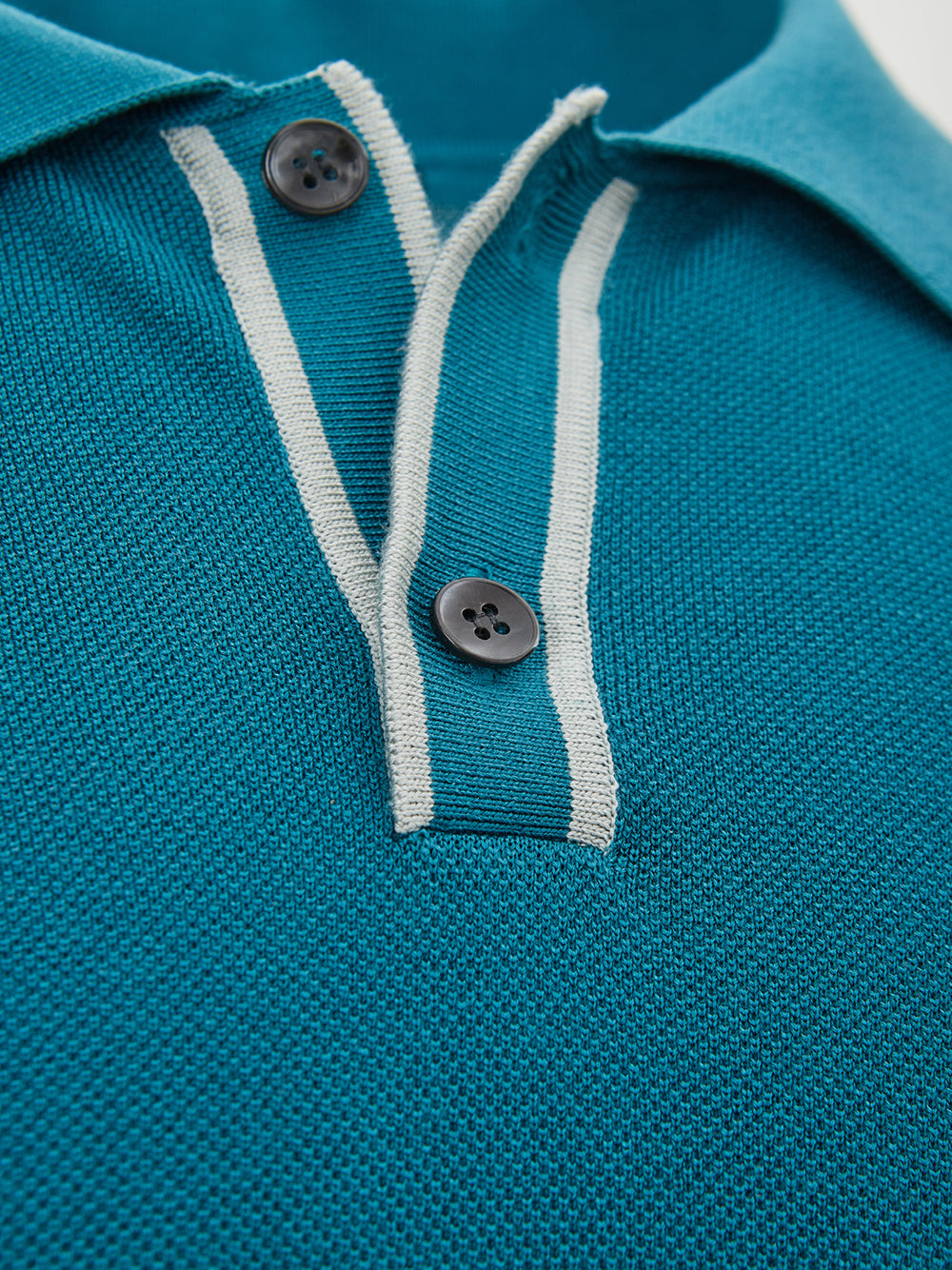Elegant Petrol Blue Knit Polo Shirt