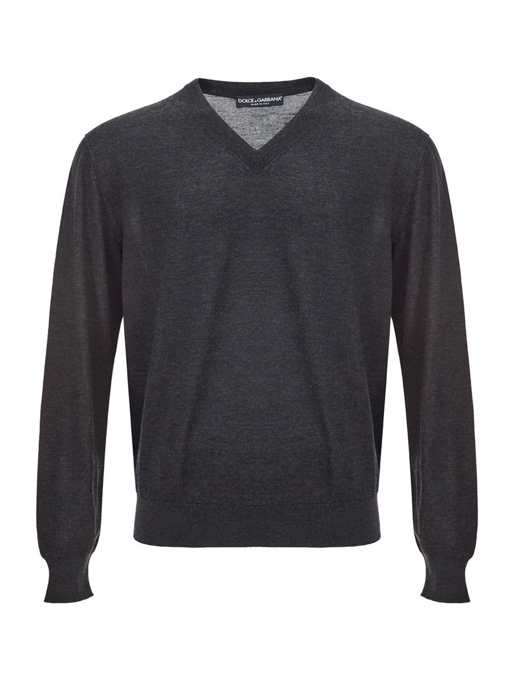 Italian Cashmere V-Neck Sweater - Dark Grey