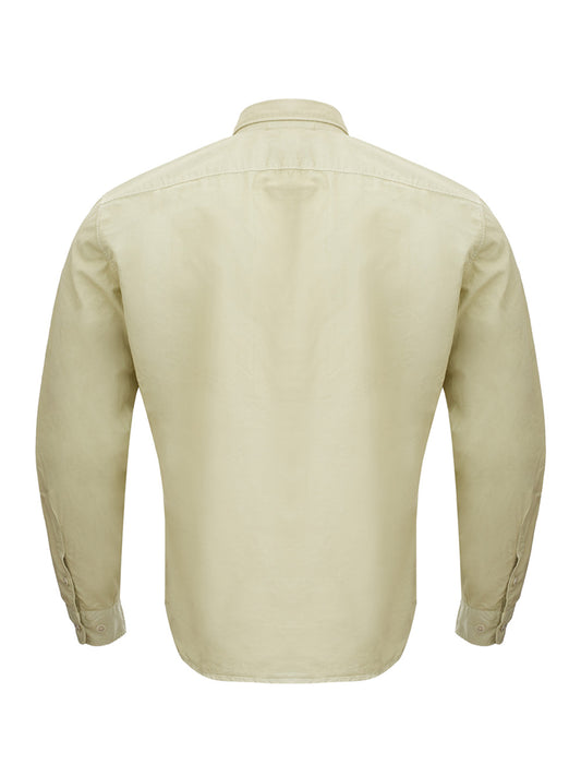 Elegant Green Cotton Shirt with Velcro Pockets