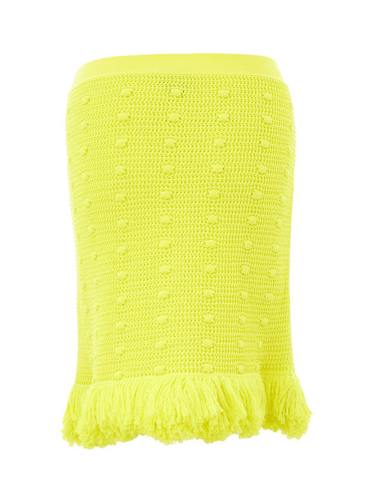 Radiant Yellow Fringed Pencil Skirt