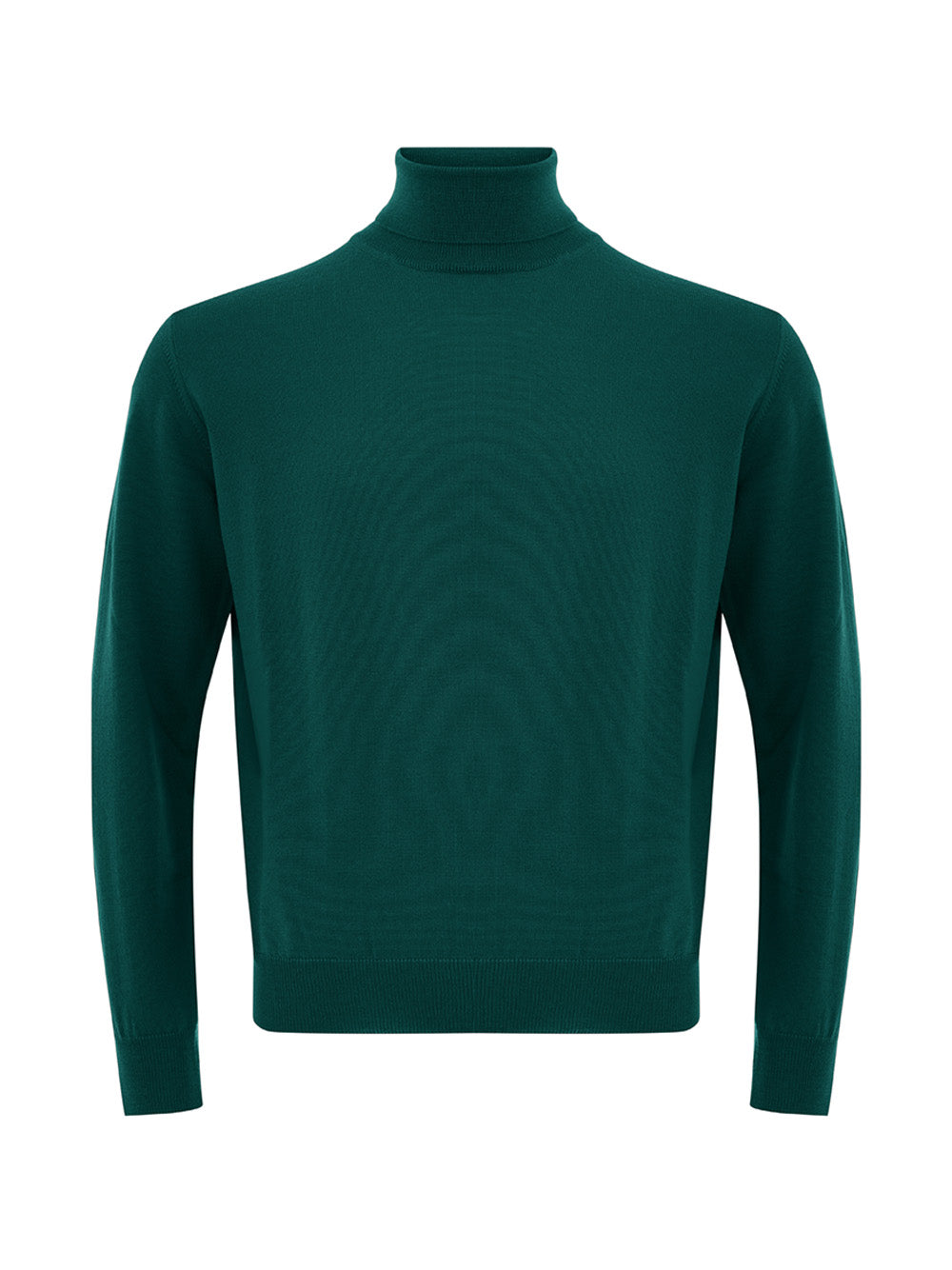 Elegant Green Turtleneck Wool Jumper