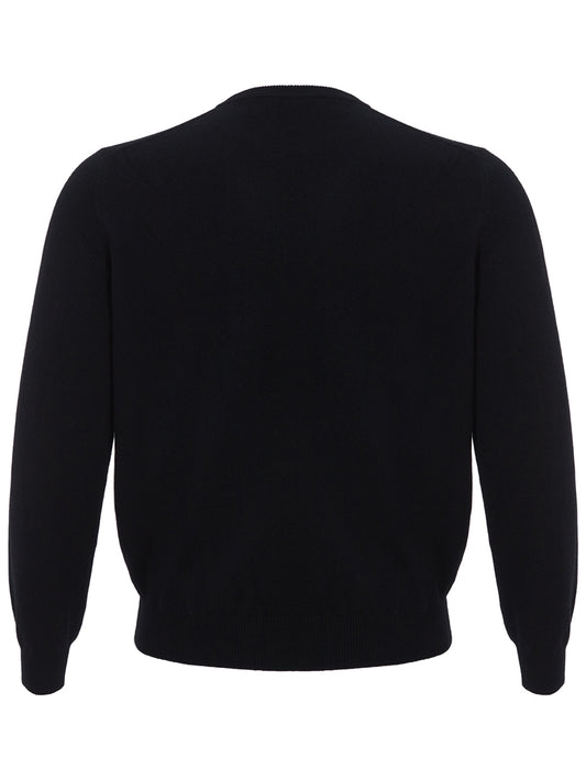 Elegant Black Round Neck Cashmere Sweater