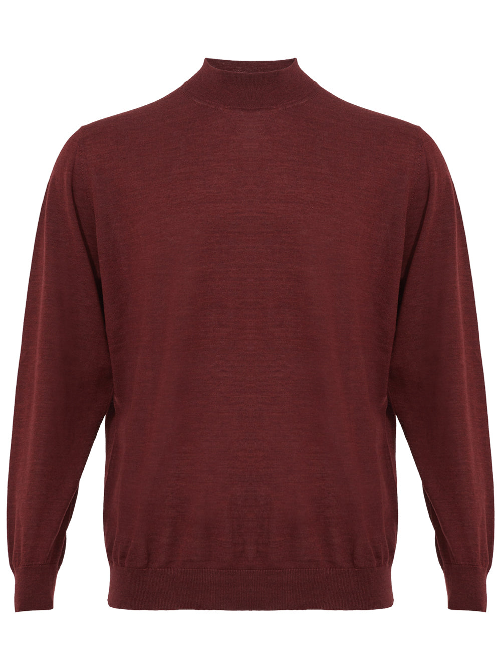 Bordeaux Mock Neck Cashmere Silk Blend Sweater