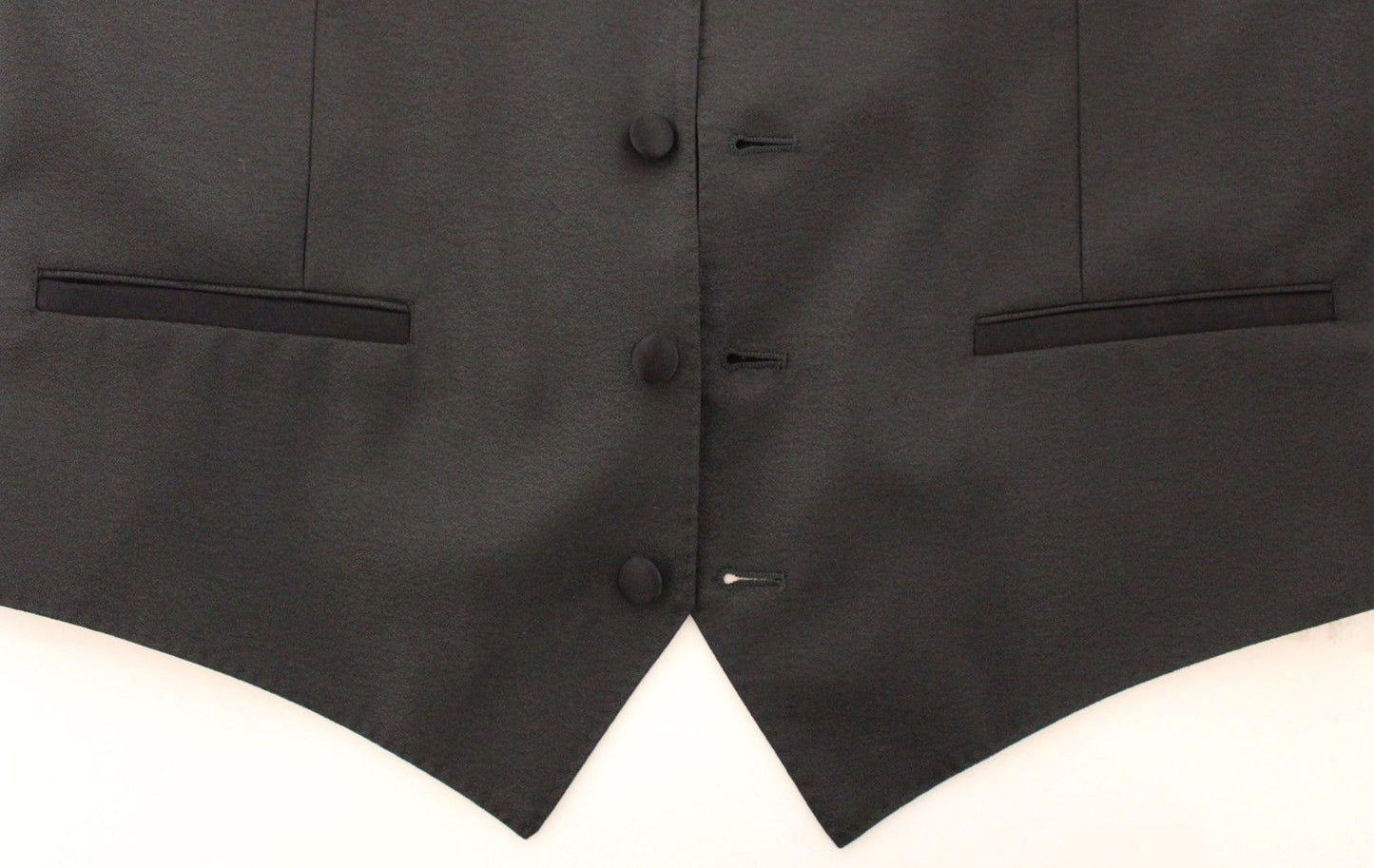 Elegant Black Wool Silk Blend Dress Vest