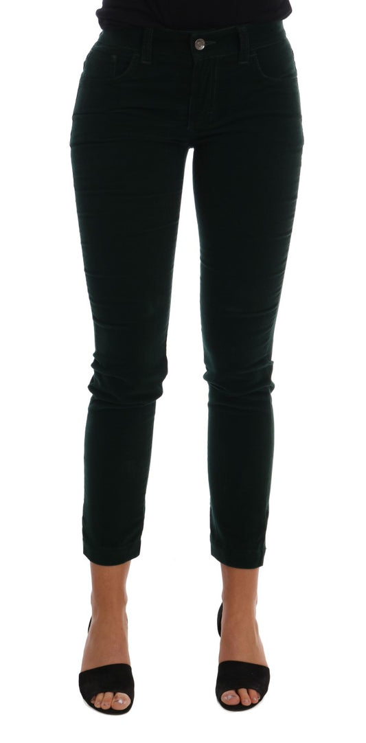 Chic Green Slim Fit Italian Jeans