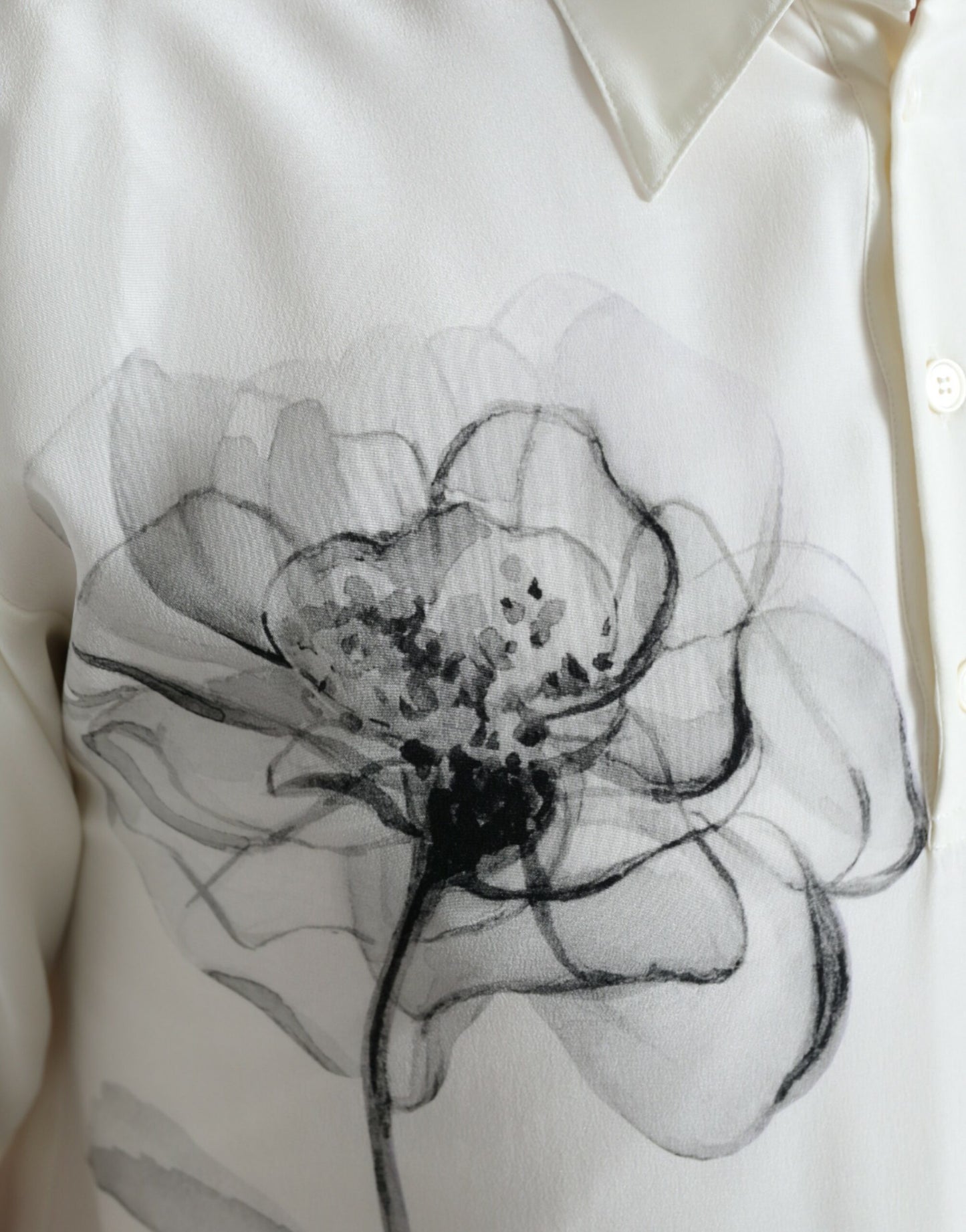 Off White Floral Print Collared Polo T-shirt