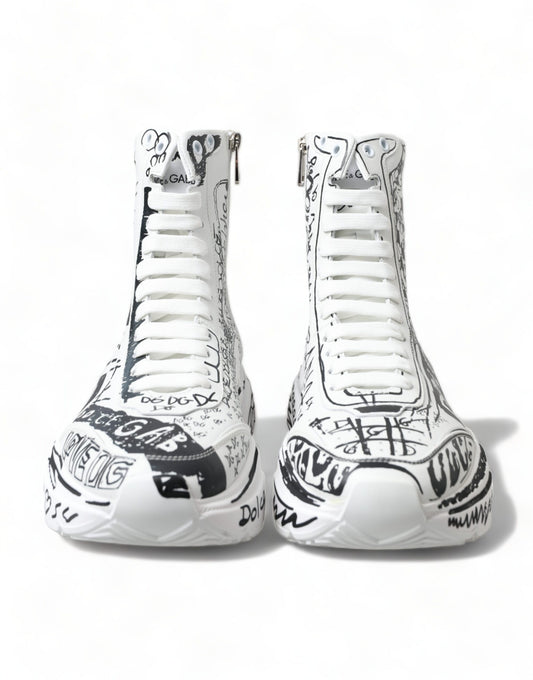 Daymaster Graffiti Print Mid Top Sneakers