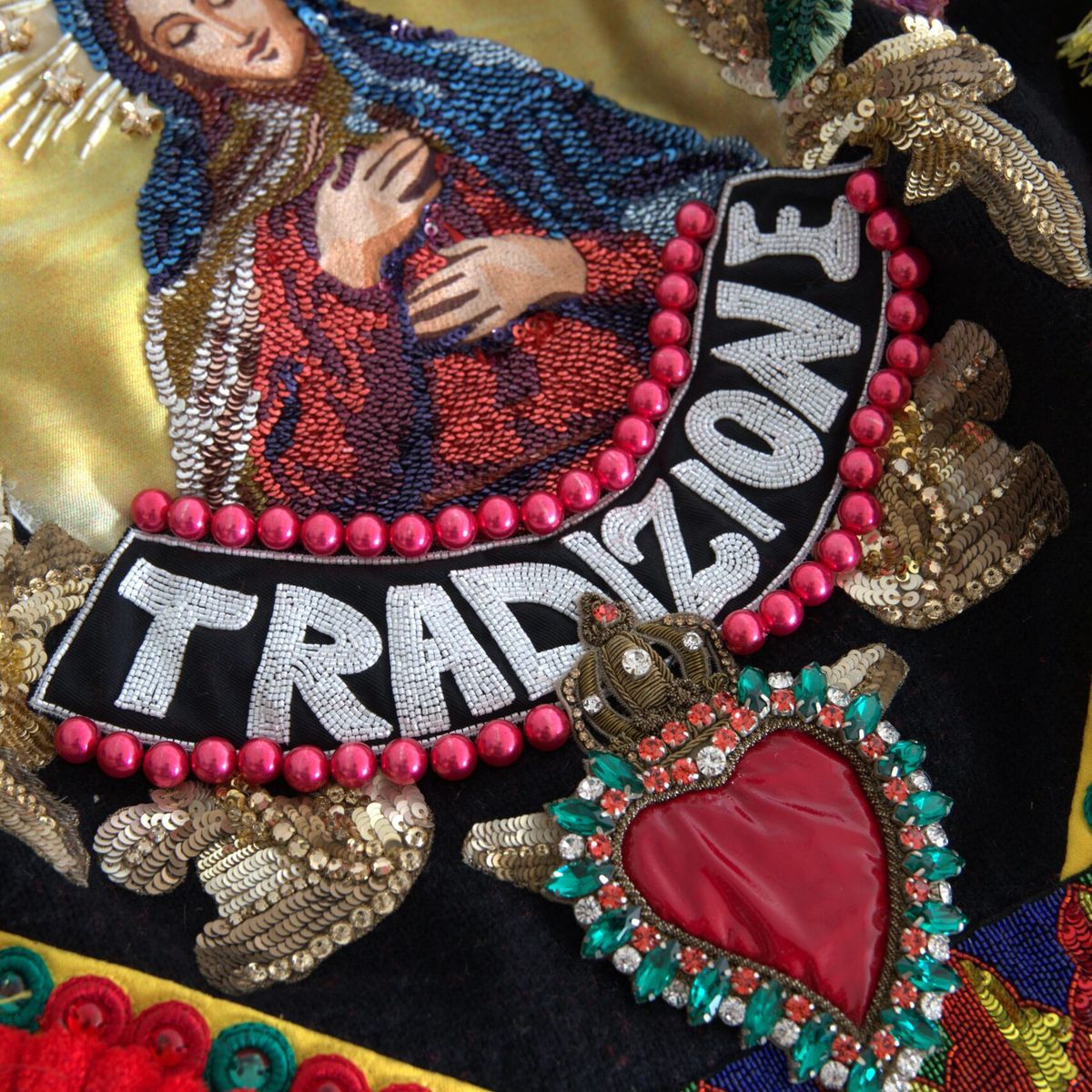 Multicolor Embellished Crew Neck Pullover Sweater