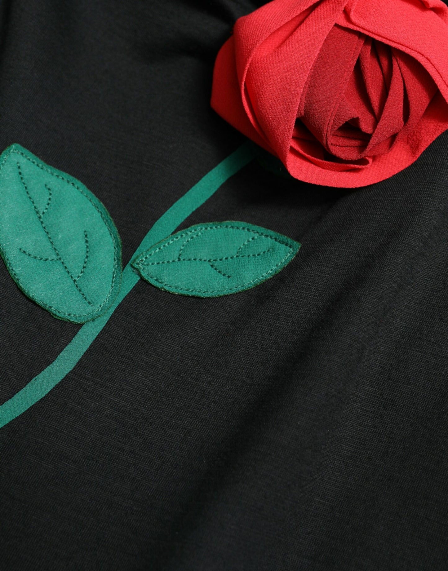 Black Roses Wool Sheath Bodycon Midi Dress