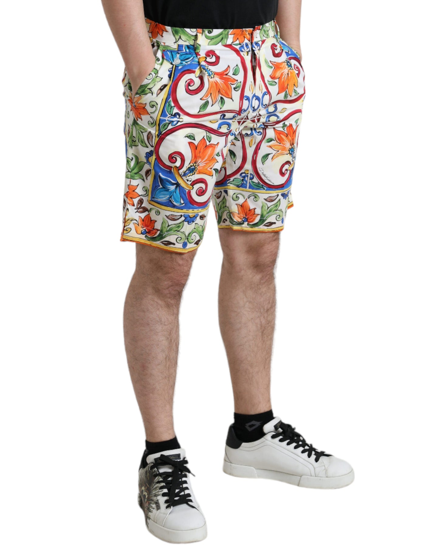 Multicolor Majolica Print Men Bermuda Shorts