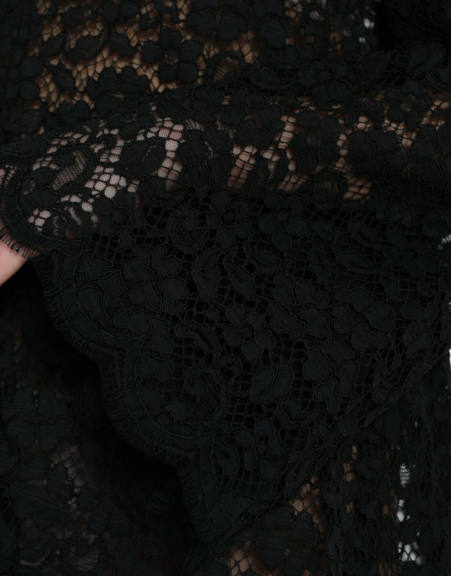 Black Lace Crystal Embellished Shift Dress