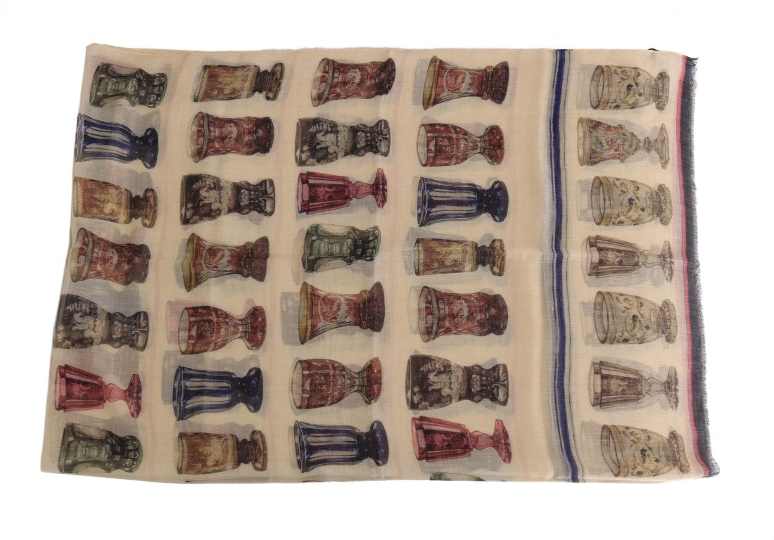 Cashmere Silk Knight Cup Pattern Scarf