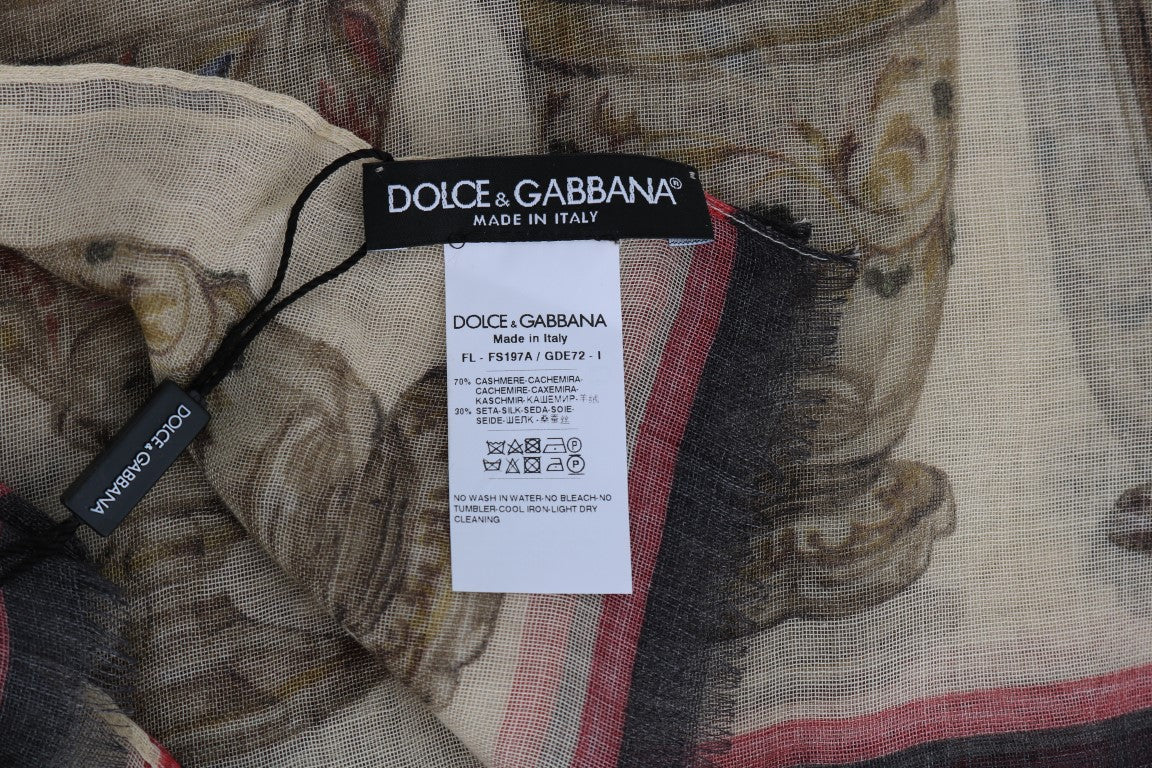 Cashmere Silk Knight Cup Pattern Scarf