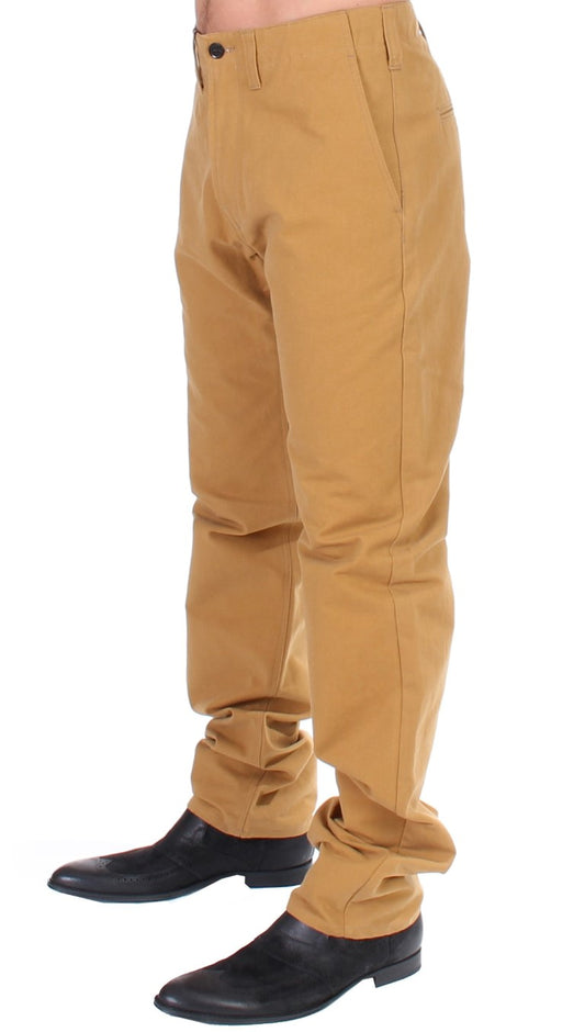 Sunshine Yellow Cotton Chinos Casual Pants