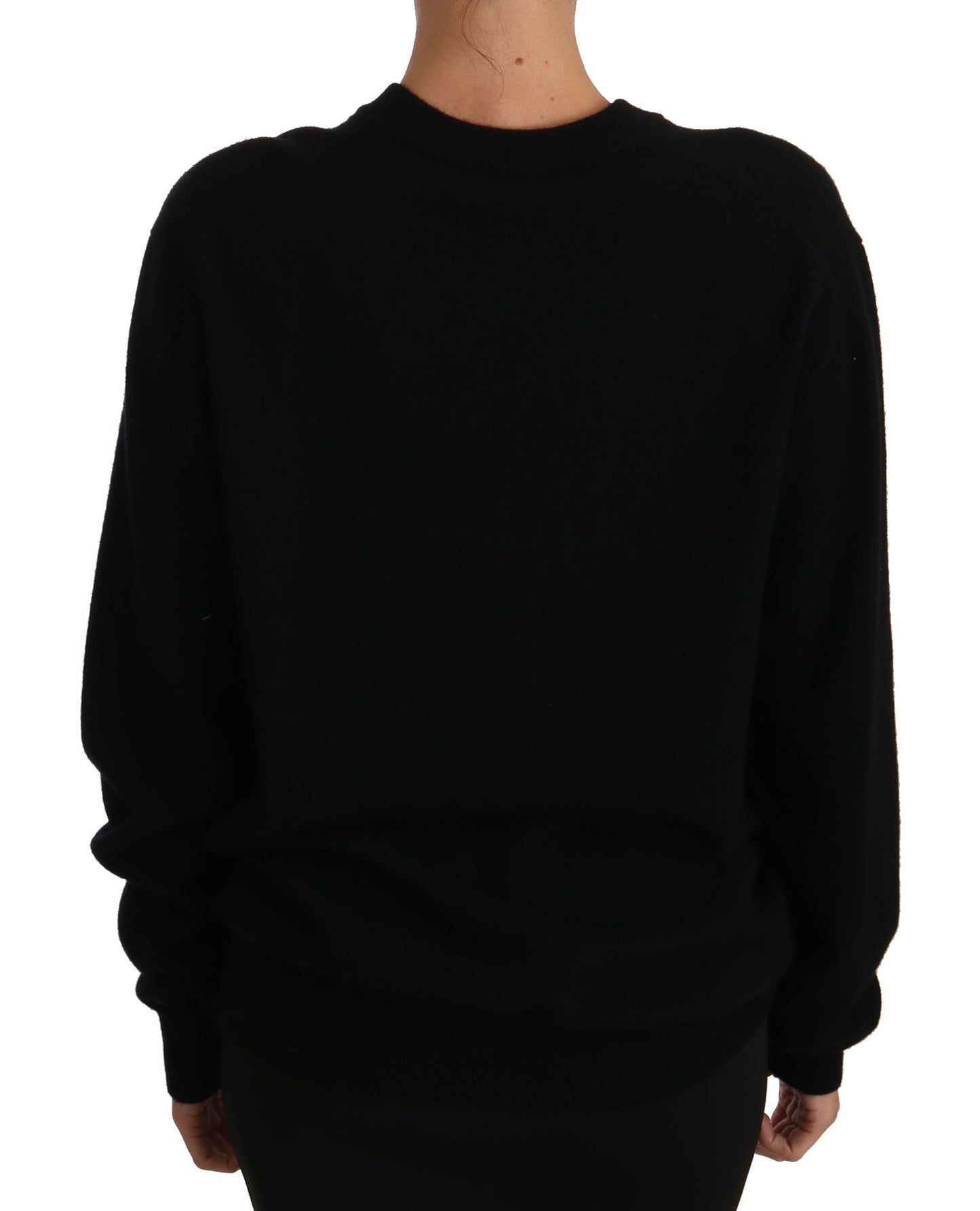 Elegant Black Cashmere Crystal Sweater