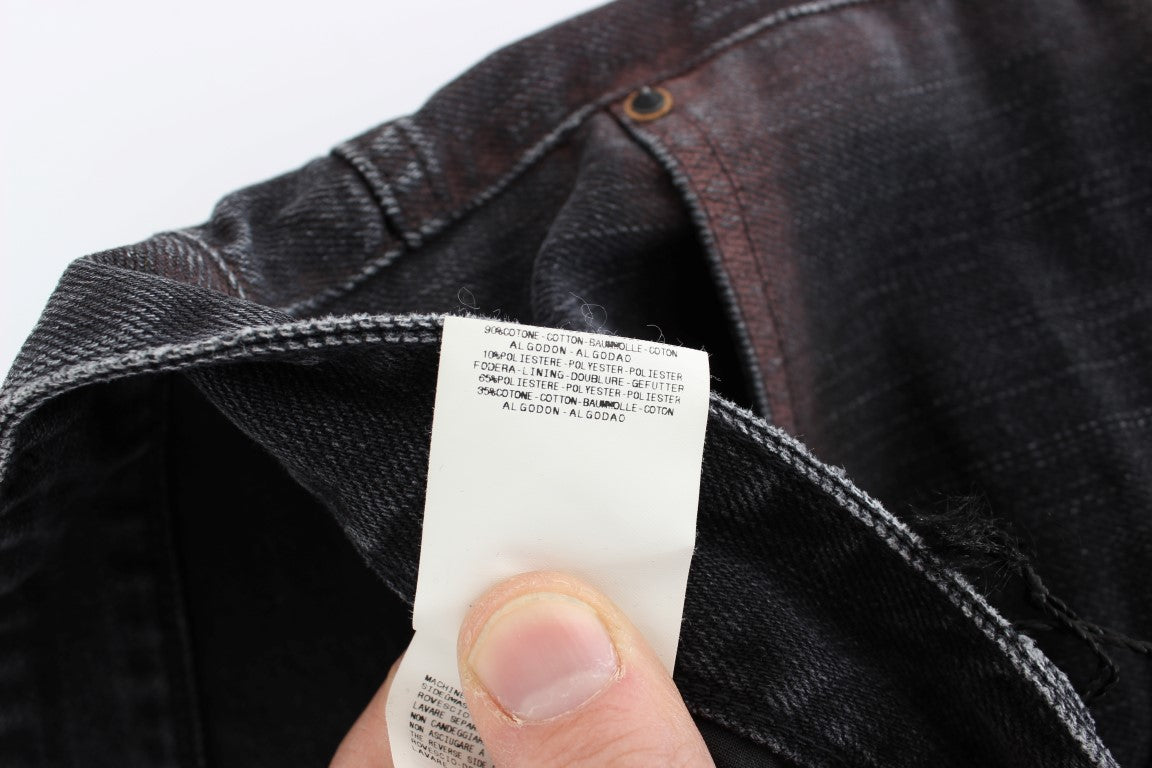 Elegant Gray Wash Regular Fit Denim Jeans