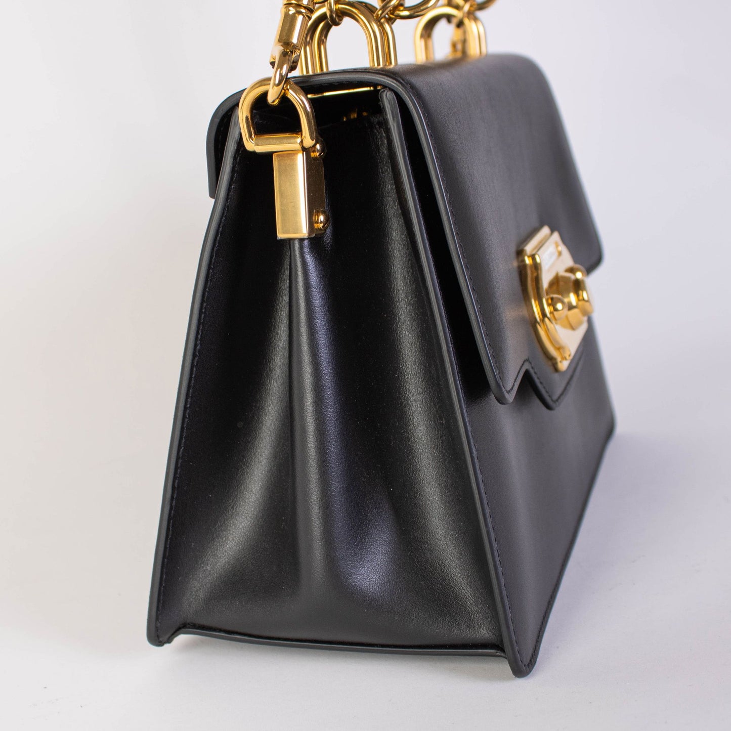 Elegant Black Leather Welcome Handbag