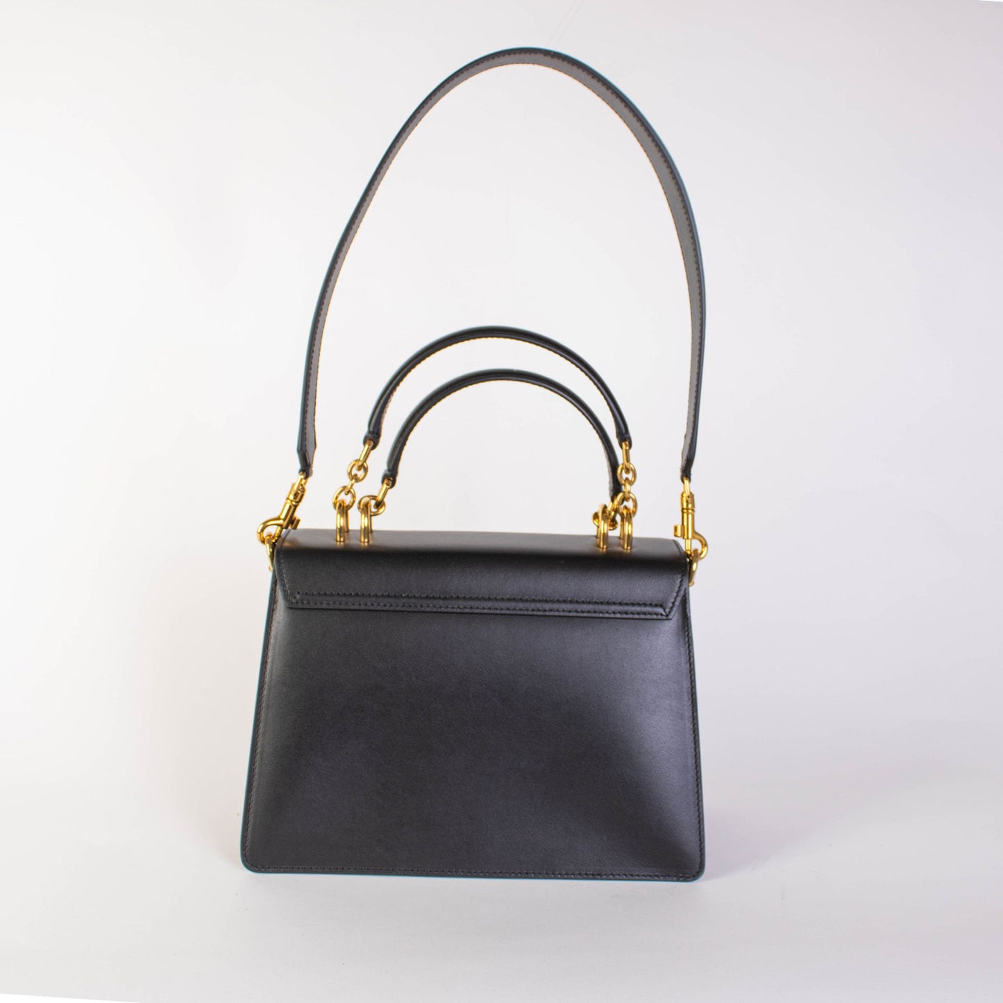 Elegant Black Leather Welcome Handbag