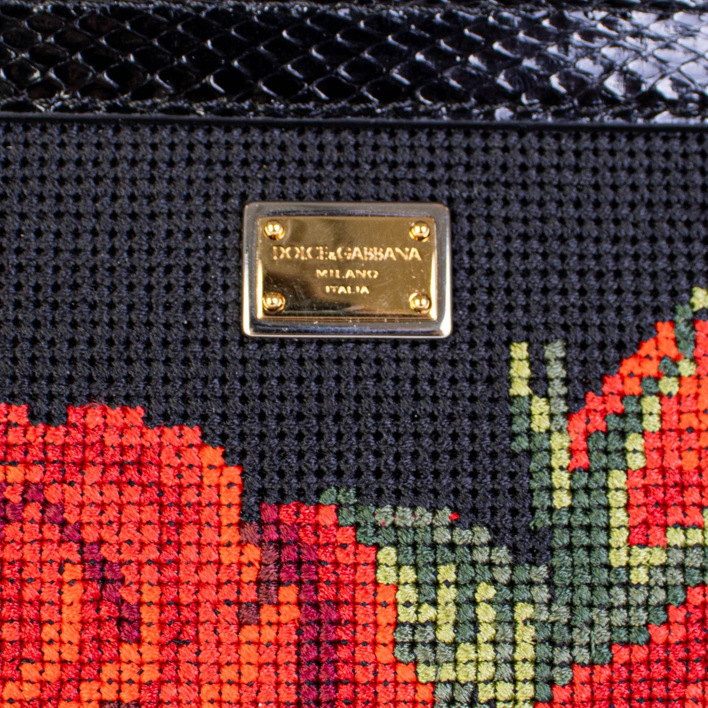 Elegant Roses Embroidered Leather Handbag