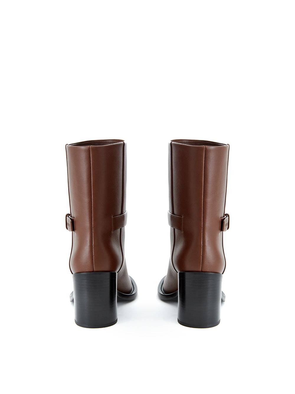 Chic Brown Leather Ankle Boots with Buckle Detail