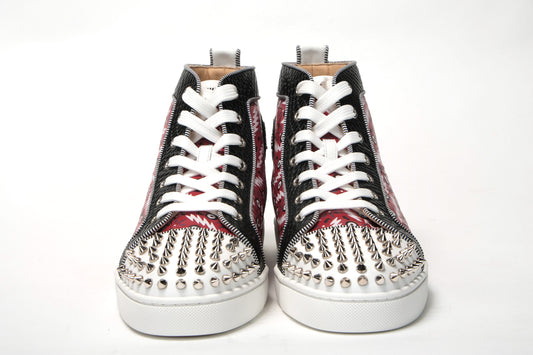 Version Loubi Red/Black Lou Spikes Orlato Flat Shoes
