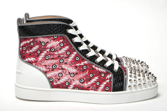 Version Loubi Red/Black Lou Spikes Orlato Flat Shoes