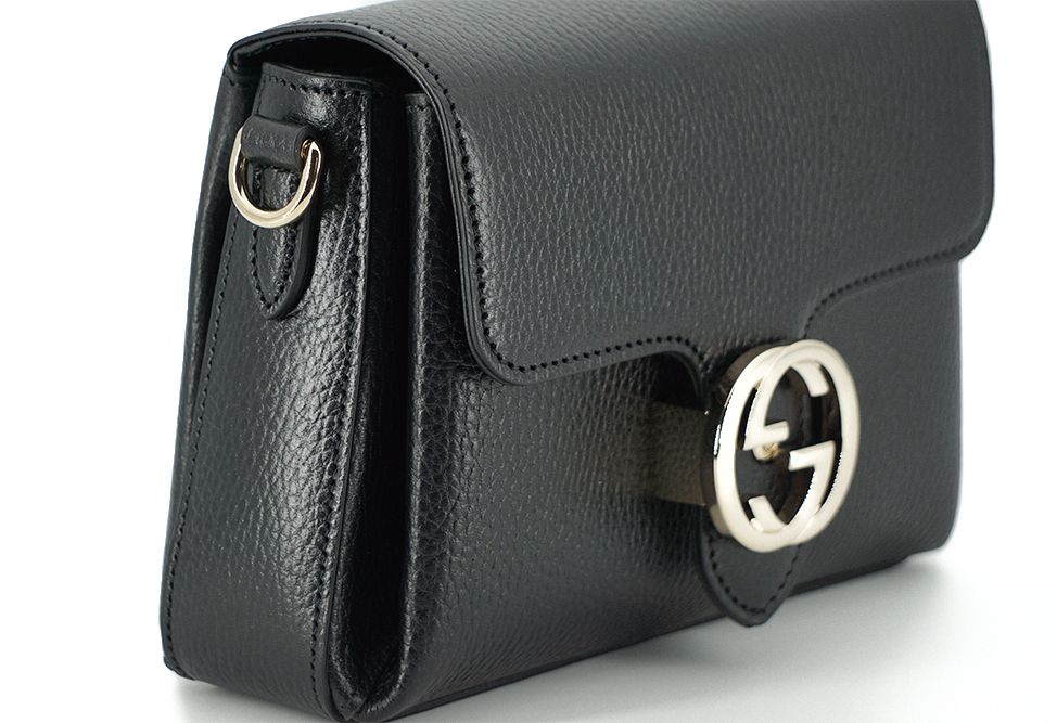 Elegant Black Calf Leather Shoulder Bag