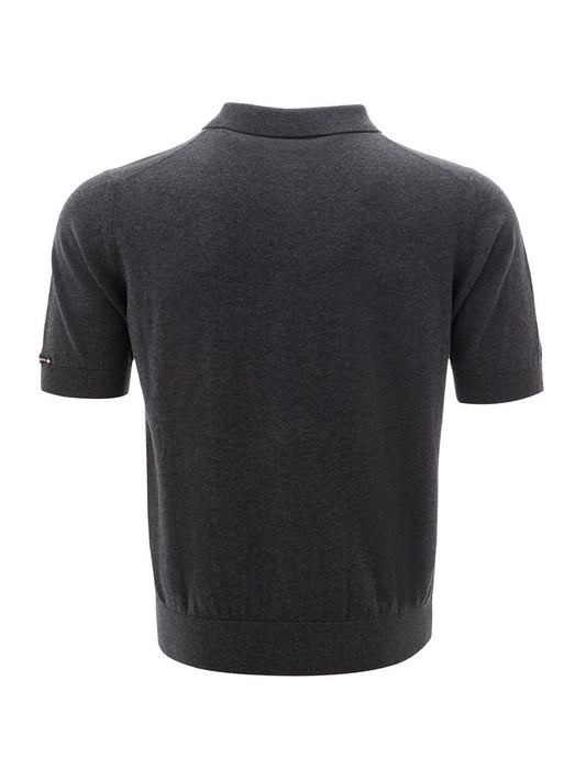 Chic Grey Cotton Classic Polo