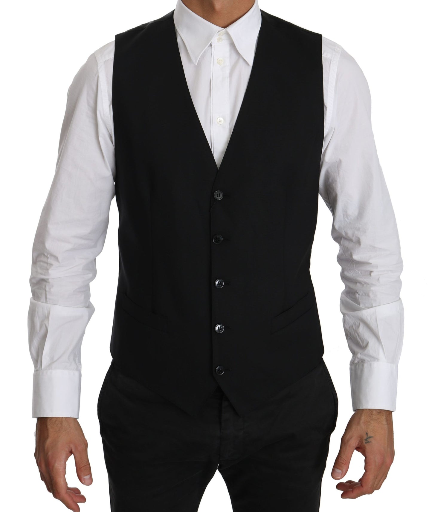 Black Waistcoat Formal Gilet Dress Wool Vest
