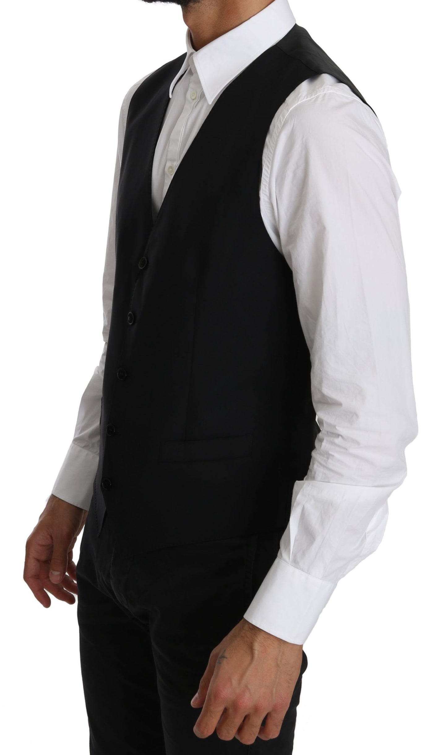 Black Waistcoat Formal Gilet Dress Wool Vest